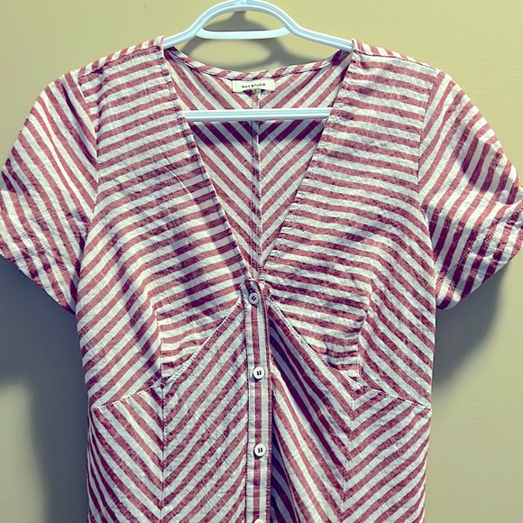 Max Studio 💯 Cotton Red and White Stripe Maxi Dress - Picture 3 of 6